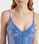 Платье-корсет с пайетками David Koma, синий - фото 4