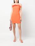 Patrizia Pepe платье мини без бретелей с перьями, оранжевый - фото 2
