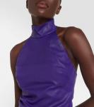 Кожаный топ Vicky с вырезом халтер STOULS, черный - фото 4