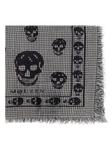 Шарф с принтом черепа от Alexander McQueen, серый - фото