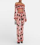 Укороченный топ-бандо с принтом Alessandra Rich, Beige-Multi - фото 2