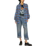 Кроссовер укороченные джинсы R13, синий - фото 6