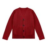 Детский кардиган с воротником V-образной формы, длинными рукавами и карманами Maxxis Merch, Red - фото