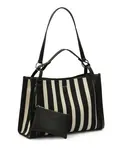 Большая полосатая сумка-шоппер Kazar, черный - фото 4