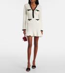 Мини-платье из вафельной вязки с бисером Self-Portrait, белый - фото 2