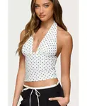 Женский топ Blaire Polka Dot Halter Edikted, белый - фото 4