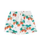 Шорты из хлопкового джерси с клубникой Tinycottons, Off-White - фото
