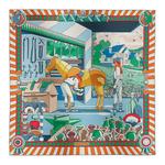 HERMES Шёлковый шарф, Green/Blue/Orange - фото 5