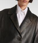 Кожаное пальто-халат Prada, Nero - фото 5