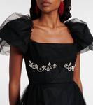 Вышитое тюлевое платье миди Simone Rocha, Black/Pearl/Clear - фото 4