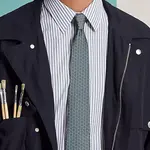 HERMES Шелковый галстук, Charcoal Gray/Light Gray - фото 2