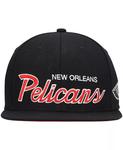 Мужская черная кепка Snapback New Orleans Pelicans Hardwood Classics Script 2.0 Mitchell & Ness - фото 3