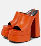 Кожаный мюли на платформе Versace, Orange-Oro Versace - фото 5
