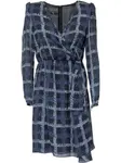 Платье в клетку EMPORIO ARMANI, синий - фото