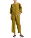 Льняной топ с лодочкой Eileen Fisher, зеленый - фото 2