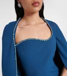 Платье Маттиа с накидкой из крепа и декором Safiyaa, Peacock With Peacock - фото 4