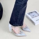 Ainer-cat Ainer cat Slim Heel High Heels 8cm Women's Silver - фото 13