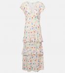 Многослойное макси-платье Meena в горошек Rixo, Scatter Shell Ivory - фото