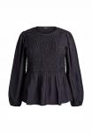 Блуза Zizzi MIT SMOCK UND LANGEN ÄRMELN, Black - фото 4