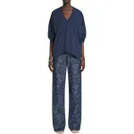 Printed Wide leg Jeans DRIES VAN NOTEN, indigo - фото 3