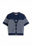 Кардиган Tommy Hilfiger TONE BUTTON SHORT SLEEVE, Placed Thin White Stp Sweaters/Dark Blue - фото 5