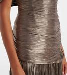 Асимметриальное платье с буфами Marmar Halim, Grey-Gold - фото 5