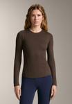 Топ OYSHO LONG SLEEVE RIB, Mottled Light Brown - фото