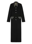 Пальто с декорированным воротником VERSACE, черный - фото