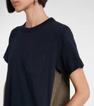 Мини-платье из джерси и твила Sacai, Navyxkhaki - фото 4