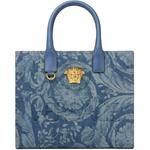 VERSACE Тканевая сумка шопер женская синяя - фото 2