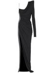 Balmain платье Pagoda на одно плечо, черный - фото