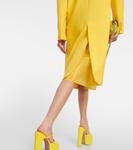 Пальто из девственной шерсти с отделкой из перьев Valentino, Texture Yellow - фото 6