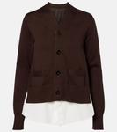 Многослойный хлопковый кардиган Sacai, BrownxOff White - фото