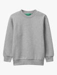 Детский хлопковый свитшот с принтом на спине Benetton, Grey - фото