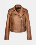 Куртка Tintoretto Leather Biker with Aged Effect and Lapels, коричневый - фото