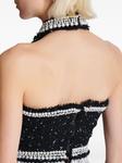 Balmain укороченный твидовый топ с вырезом халтер, черный - фото 6