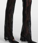 Кружевные расклешенные брюки Norma Kamali, черный - фото 5