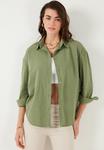 Блузка на пуговицах LELA, хаки - фото 5