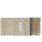 Шарф Acne Studios Vally Solid Logo, бежевый и серый - фото