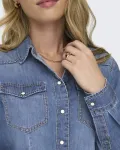 Женская джинсовая рубашка с длинными рукавами Only, синий - фото 4