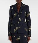 Жаккардовый блейзер с цветочным рисунком Erdem, Midnight Blue - фото 6