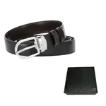 MONTBLANC Мужской кожаный ремень, Черный - фото