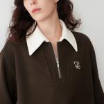 ELLE Свитшот Women's Coffee Lapel Moderate Regular - фото 7