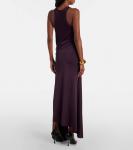 Платье миди из джерси с драпировкой и вырезом Victoria Beckham, Fig - фото 3