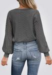 Блуза Cupshe EYELET LONG SLEEVE, Dark Grey - фото 2