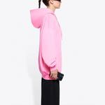 Свитшот женский Balenciaga с карманом-кенгуру, ярко-розовый - фото 5