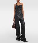 Кожаные широкие брюки с высокой посадкой Stouls, черный - фото 2