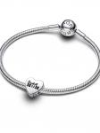 Шарм Pandora Engravable Baseball Mom Heart Charm, стерлинговое серебро - фото