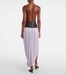 Леопардовое платье-макси с драпировкой Jacques Wei, Violet - фото 3