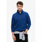 Толстовка Superdry Classics Henley half zip, синий - фото
